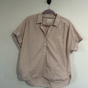 J. Crew Women’s Beige Striped Pop Over Shirt